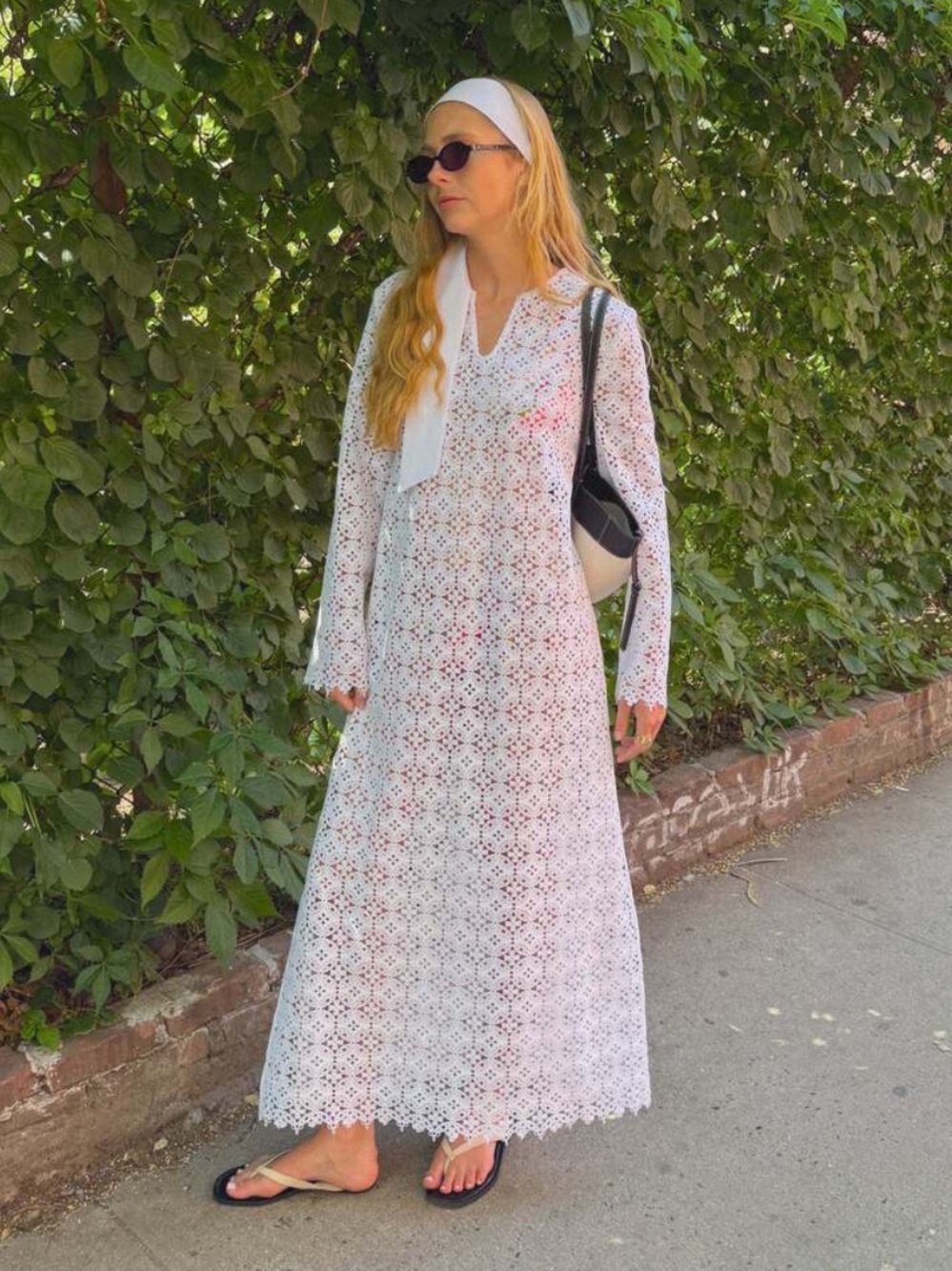 Hill House Home The Darinka Midi Dress White Lace Crochet Size S